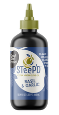 Steep'd Basil & Garlic infused extra virgin olive oil, 300 mL bottle
