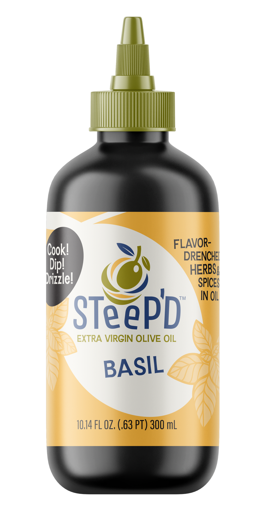Steep'd Basil infused extra virgin olive oil, 300 mL bottle